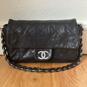 Chanel Rare Black Lambskin Flap Bag Modern Chain Karl Lagerfeld Collection